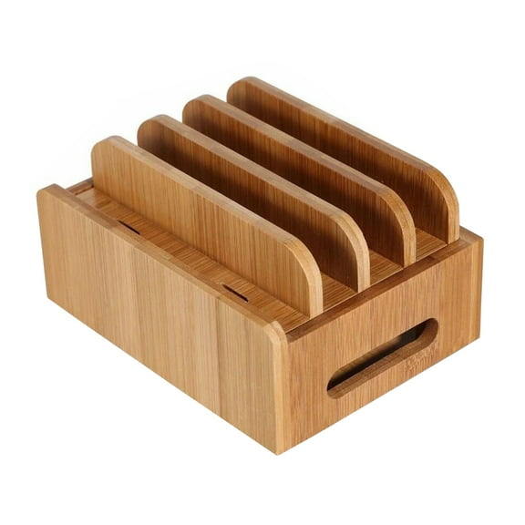 ifundom Multi-Device Charging Station Wooden Phone Stand with -Free Beige Synthetic Material