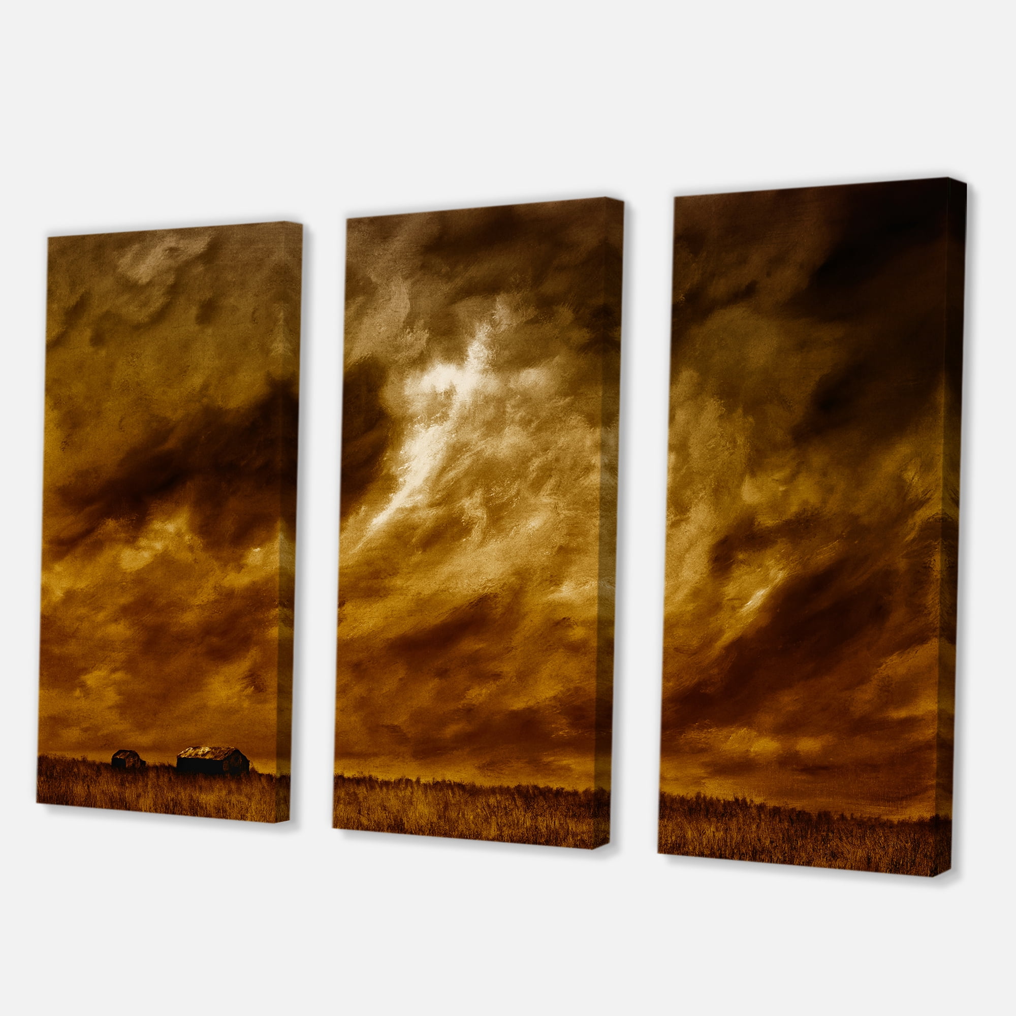 Designart ' Desert Farmhouse Under Cloudy Sky II ' Farmhouse Canvas Wall Art Print