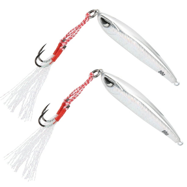Wobbler Fishing Lures, Fishing Lures Stainless Steel Bait Jig Wobbler Lure  2Pcs With Double Hook For Bass Pike Fishing Silver 