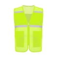 thumbnail image 1 of RUNQHUI Men Women Zipper High Visibility Reflective Safety Vest Construction Work Mesh Fabric Work Clothes Fluorescent Yellow 165, 1 of 7