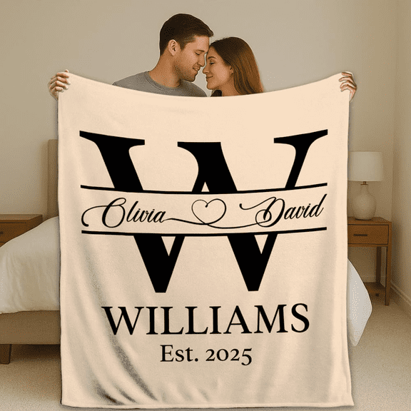 Personalized Couple Blanket – Custom with Names & Date – Romantic Gift for Anniversary, Wedding, or Valentine’s Day – Forever and Always Blanket for Him or Her (D2) (Small)