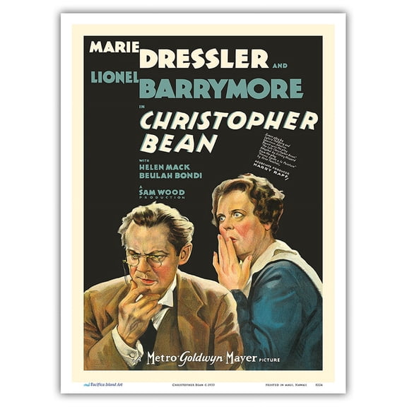 Christopher Bean - Starring Lionel Barrymore Marie Dressler - Vintage Film Movie Poster c.1933 - Master Art Print (Unframed) 9in x 12in