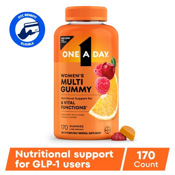 One A Day Womens Multivitamin Gummy with B Vitamins, Biotin, Skin Health Support 170 Count