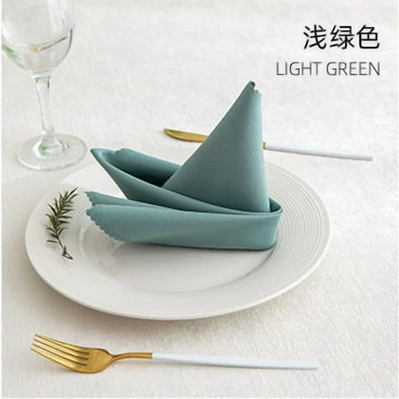 Nvzi 12Pcs Light Green cloth napkins -18 × 18 inch washable polyester napkins, solid color napkins, reusable restaurant holiday dinner and daily napkins