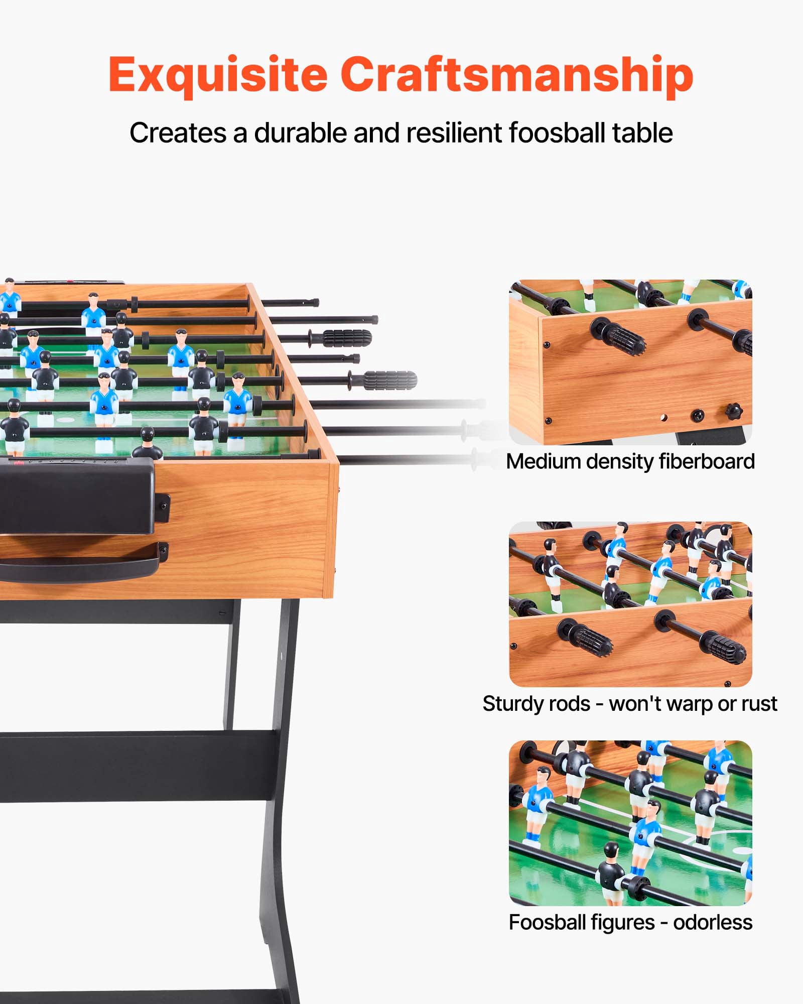 VEVOR Folding Foosball Table, 42 inch Standard Size Table, Indoor Full Size Foosball Tables for Home, Family, and Game Room, Durable Soccer Set, Includes 2 Balls