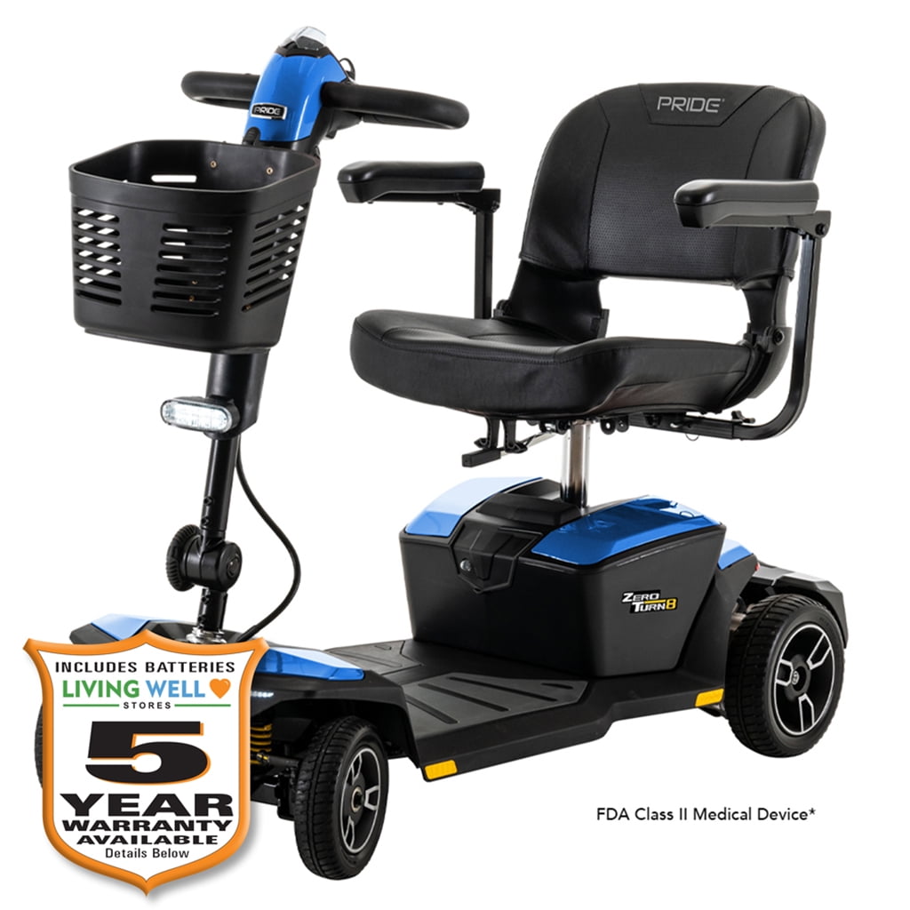 Pride Jazzy Zero Turn 8 4Wheel Scooter, Blue with Available Extended Warranty
