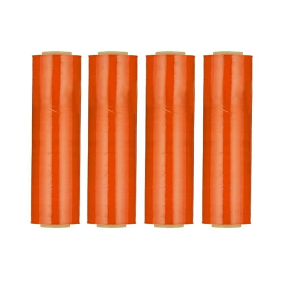 MMBM Orange Tinted Stretch Wrap 18" x 1500' 4 Rolls 63 Gauge Hand Film for Pallet Wrapping Moving and Packing