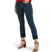 HUE Women's Deep Indigo Two Tone Hem Cropped Flare Denim Leggings Size L