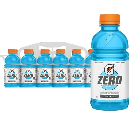 Gatorade Zero Sugar Thirst Quencher Cool Blue Sports Drinks, 12 fl oz, 12 Count Bottles