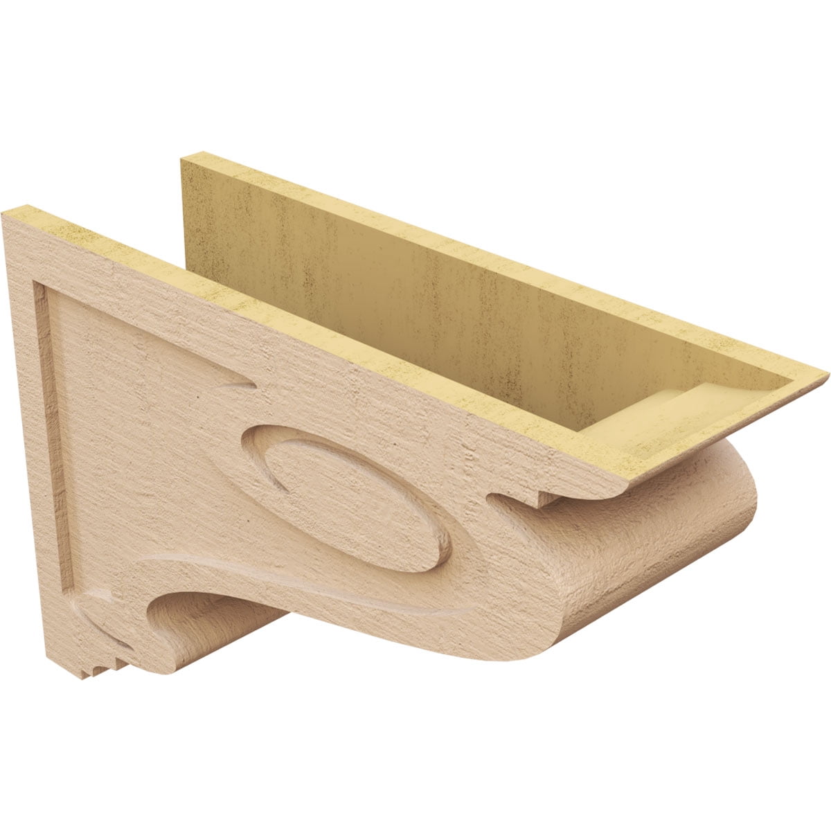 8"W x 24"D x 16"H Classic Scroll Rough Cedar Woodgrain TimberThane Corbel, Primed Tan