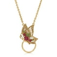 thumbnail image 3 of 1928 Jewelry Floral Enamel Butterfly Badge And Eyeglass Holder Necklace 28", 3 of 4