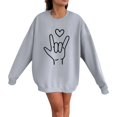 thumbnail image 2 of Gibobby Sudaderas para mujer Sudadera sin capucha de manga larga con cuello redondo y estampado de amor para el día de San Valentín para mujer (Gris, S), 2 of 4