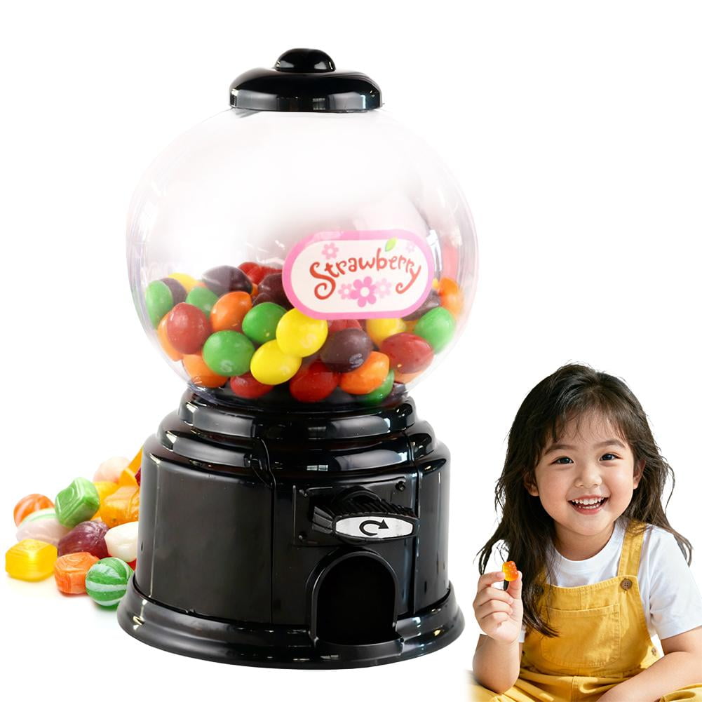 Plastic Mini Gumball Dispenser Portable Children Candy Machine Mini Money Deposit Box Kids Kindergarten Gift Black No Candy 1pc