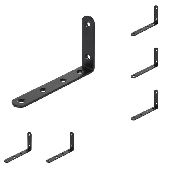 6 Pcs Black Corner Bracket Heavy Duty Shelf Brackets 5 x 3 Inch L Corner Brace Joint Angle Bracket for Shelves, Furniture Cabinet Bookshelf