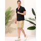 thumbnail image 4 of Lars Amadeus Camisas de lino para hombre, manga corta, con botones, bolsillo en el pecho, playa, yoga, camisa Negro M, 4 of 6