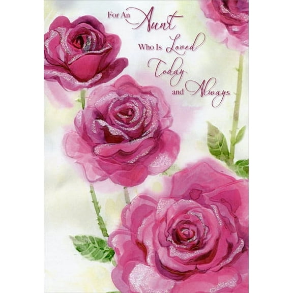 Designer Greetings Three Pink Roses: Aunt Valentine's Day Card
