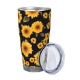 thumbnail image 2 of 20oz Car Cup Three-Piece Set Of Single Silver Edge No Smell Easy To Carry Heat Preservation For Daily Car Sports Travel Yellow Sunflowers Black Background, 2 of 8