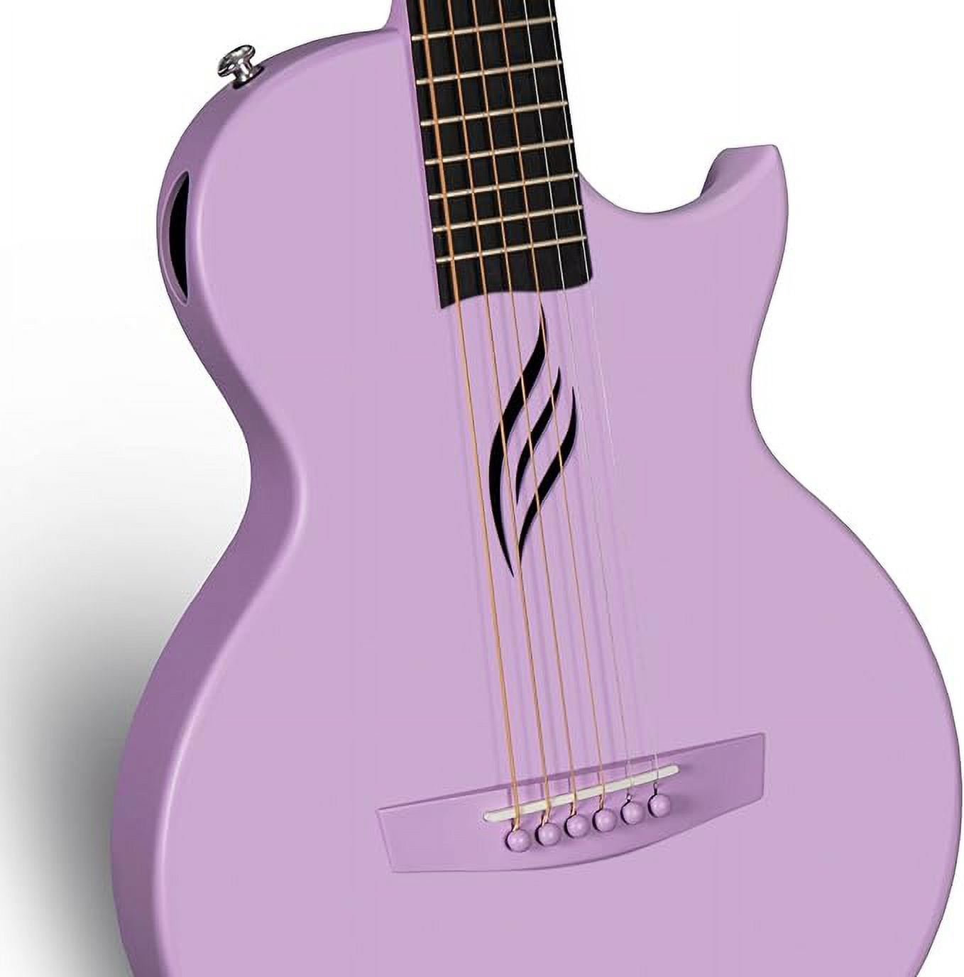 Enya Nova Go Carbon Fiber Acoustic Guitar 1/2 Size Beginner Adult Travel Acustica Guitarra w/Starter Bundle Kit of Colorful Gift Packaging, Acoustic Guitar Strap, Gig Bag, Cleaning Cloth (Purple)