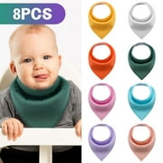 EEEkit 8pcs Bibs, Cotton Bandanas for Girls and Boys, Multi-colors