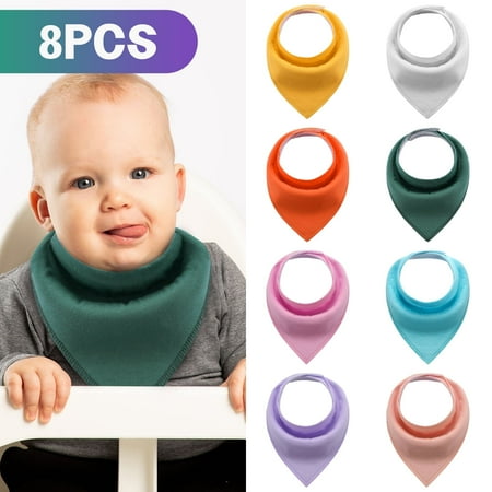 EEEkit 8pcs Bibs, Cotton Bandanas for Girls and Boys, Multi-colors