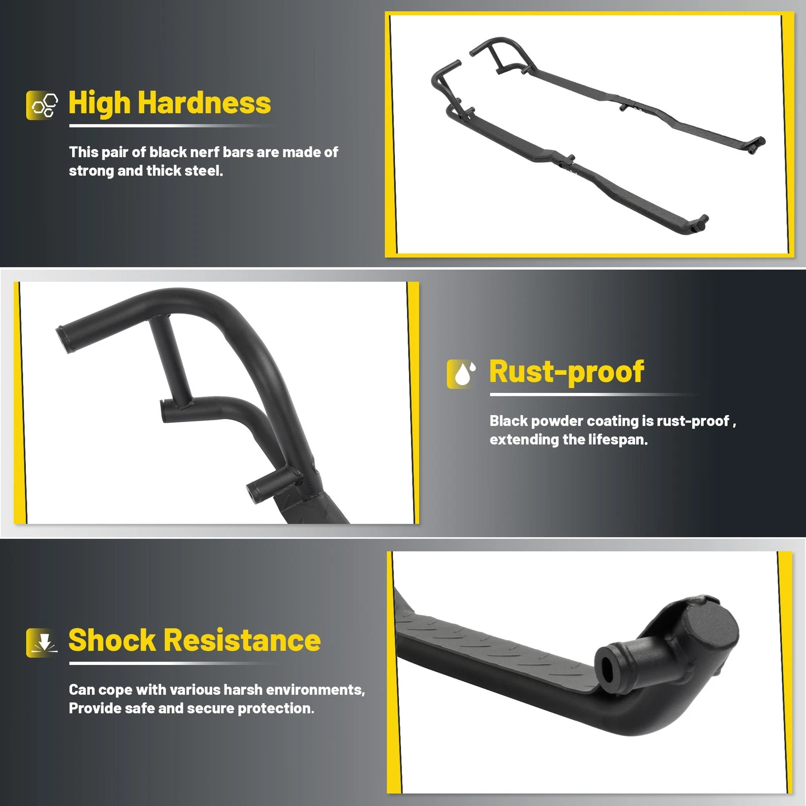 Kojem Rock Sliders Nerf Bars Side Steps for 2019-2025 Polaris Ranger Crew XP 1000 Pair