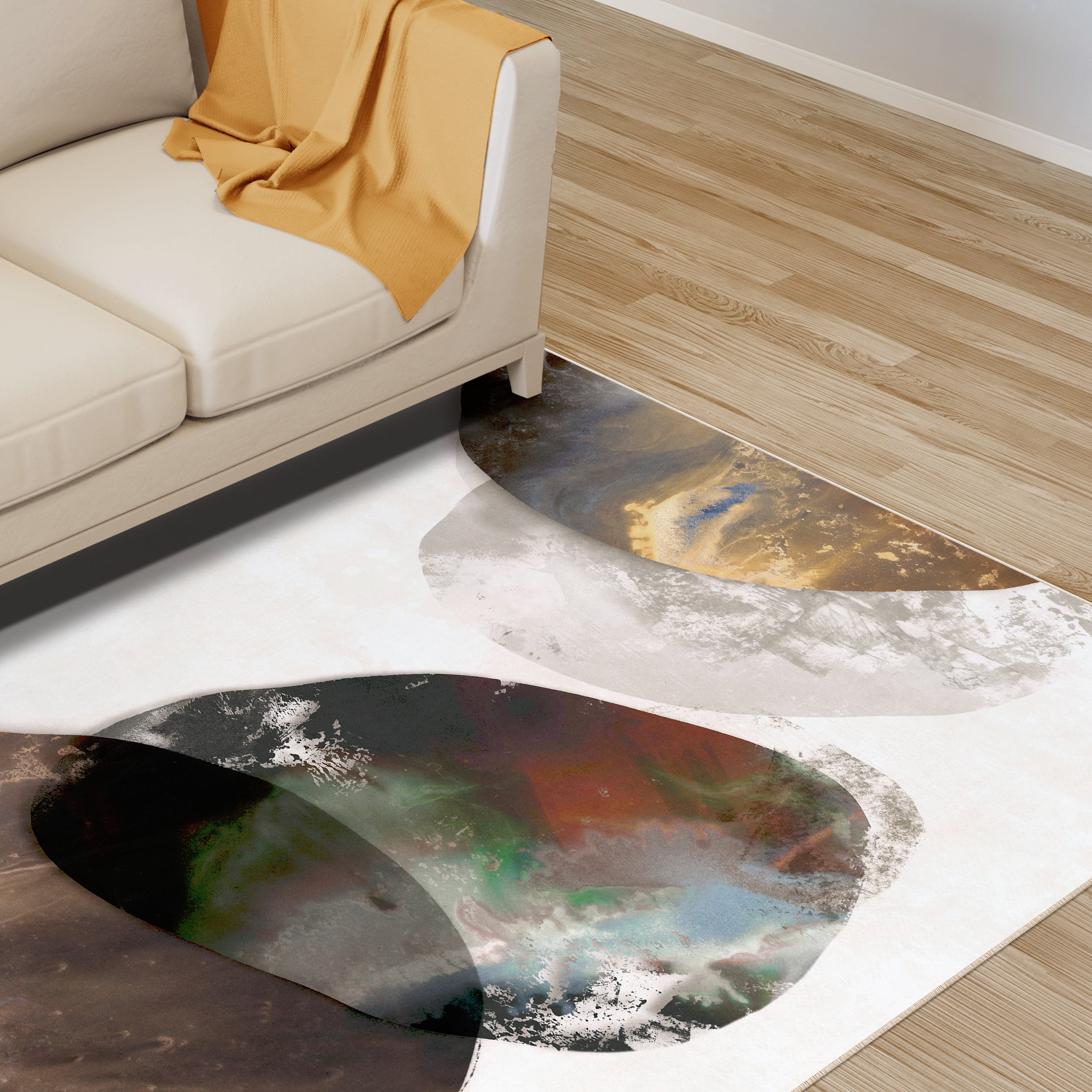 Metallic Fusion II Washable Geometric Art Area Rug size 5'x8'