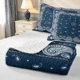 thumbnail image 4 of meiyoeat Vintage Paisley Bed Spread Queen,Rustic Western Style Queen Coverlet Set For Adults,Blue White,3 Pieces,1 Quilt and 2 Pillowcases, 4 of 7