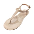 thumbnail image 2 of Womens Sandals Jelly Shoes Thong Flip Flops Flat for Ladies Slides T-Strap Jellies Slippers with Adjustable Strap Buckle Summer Beach Dressy, 39, 2 of 5