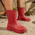thumbnail image 2 of EKVAHL Women's Mid‑Calf Rain Boots, Waterproof Rubber Garden Booties, Anti‑Slip Thick Sole Outdoor Work Boots for Yard Daily Commute Red, 2 of 3
