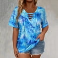 thumbnail image 5 of Tie Dye Tshirt for Women Plus Size Casual Summer Tops Oversized Baggy Womens Graphic Tees Blue, 5XL, 5 of 5