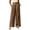 Brown, variant on Women Belted Drawstring Buckle Linen Blend Pleated Wide Leg Pants High Waist Floor Length Casual Beach Trousers Black S