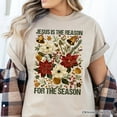 thumbnail image 2 of Jesus Is the Reason for the Season Floral Christmas T-Shirt, Holiday Christian Tee, 2 of 6