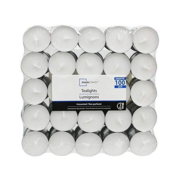 Mainstays 100PK Unscented Tealight Candles, Pack of 100