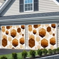 thumbnail image 3 of Orange Marble Garage Door Cover Banner 7 x 8 FT, Gold White Geometric Hexagon Modern Garage Door Curtains Backdrop with Grommets for Indoor Outdoor Wall Party Porch Yard Decorations Background, 3 of 9