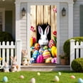 thumbnail image 1 of HaoXun Easter Door Banner and Door Cover - 35.43×70.87 Inch Polyester Spring Decorative Hanging Flag with Rabbits and Easter Egg Print for Easter Front Door Holiday Decorations, 1 of 6