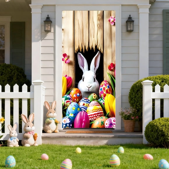 Yusimy 70.87 x 35.43-Inch Easter Door Cover Holiday Party Outdoor Decor Door Curtain