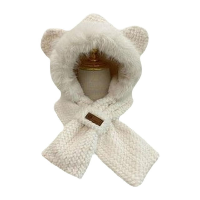 Rongfmy Hooded Scarf Ear Protection Winter Hat Scarf Set for Riding Outdoor Sports Khaki