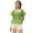 Green, variant on Moomaya Women Printed Cotton Short Sleeves Crop Top, Smocked Casual Peplum Top