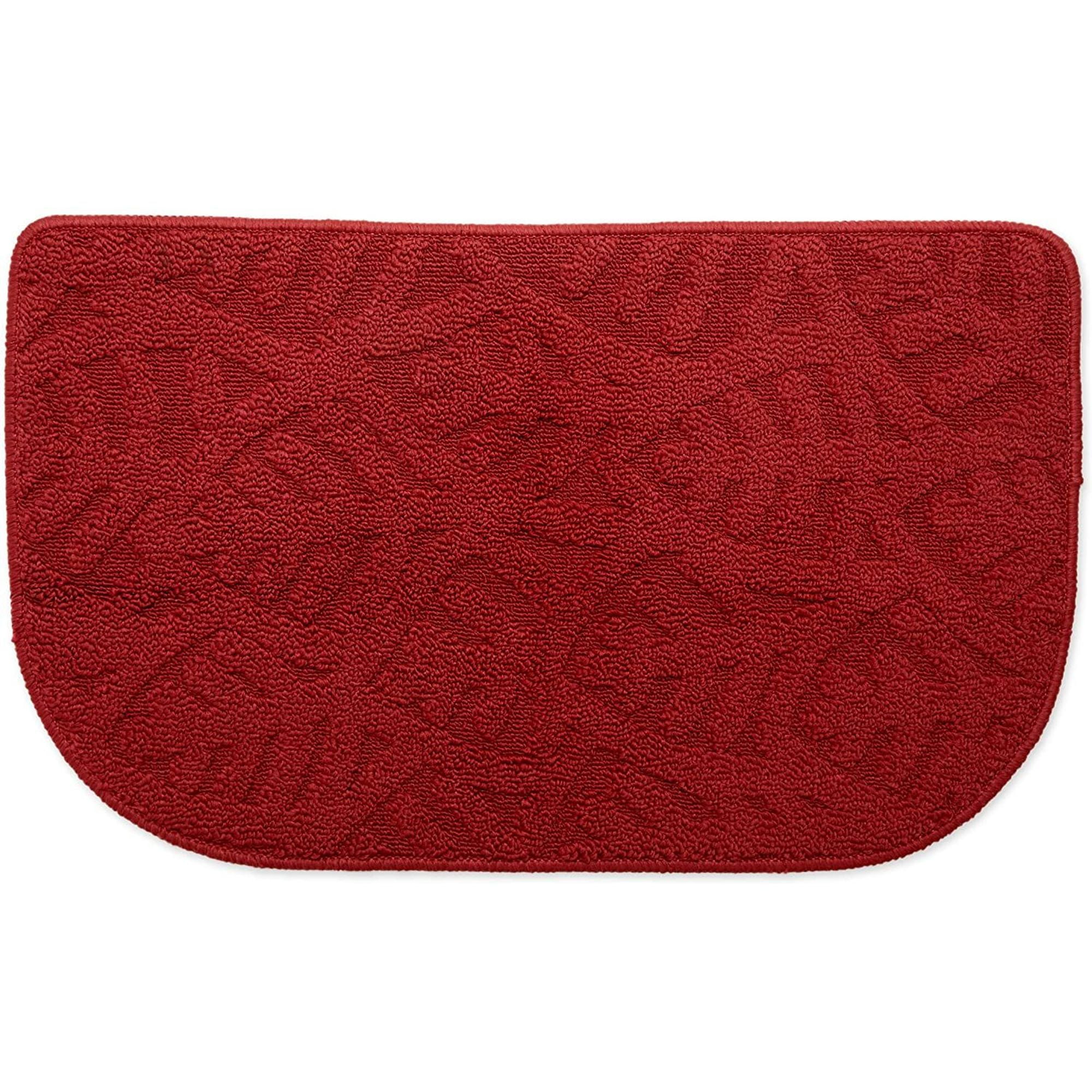 Anti Slip Cushioned Standing Mat Kitchen Floor Mat, Red Half Round 27.8"x17"