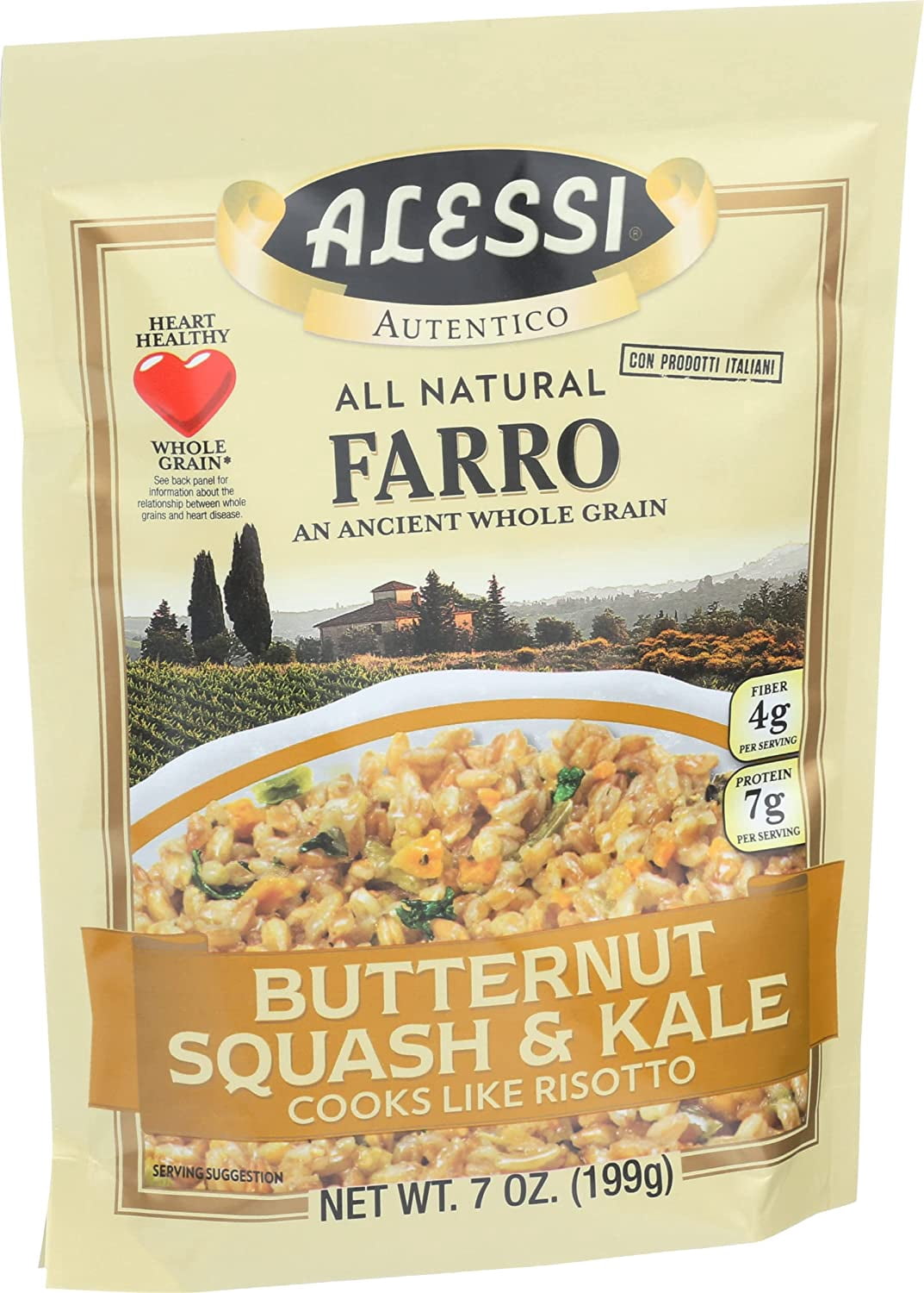 (5 pack) Alessi Farro Butternut Squash & Kale, 7 oz