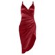 thumbnail image 1 of Vestido midi de fiesta de club con tirantes finos fruncidos de satén para mujer, 1 of 5