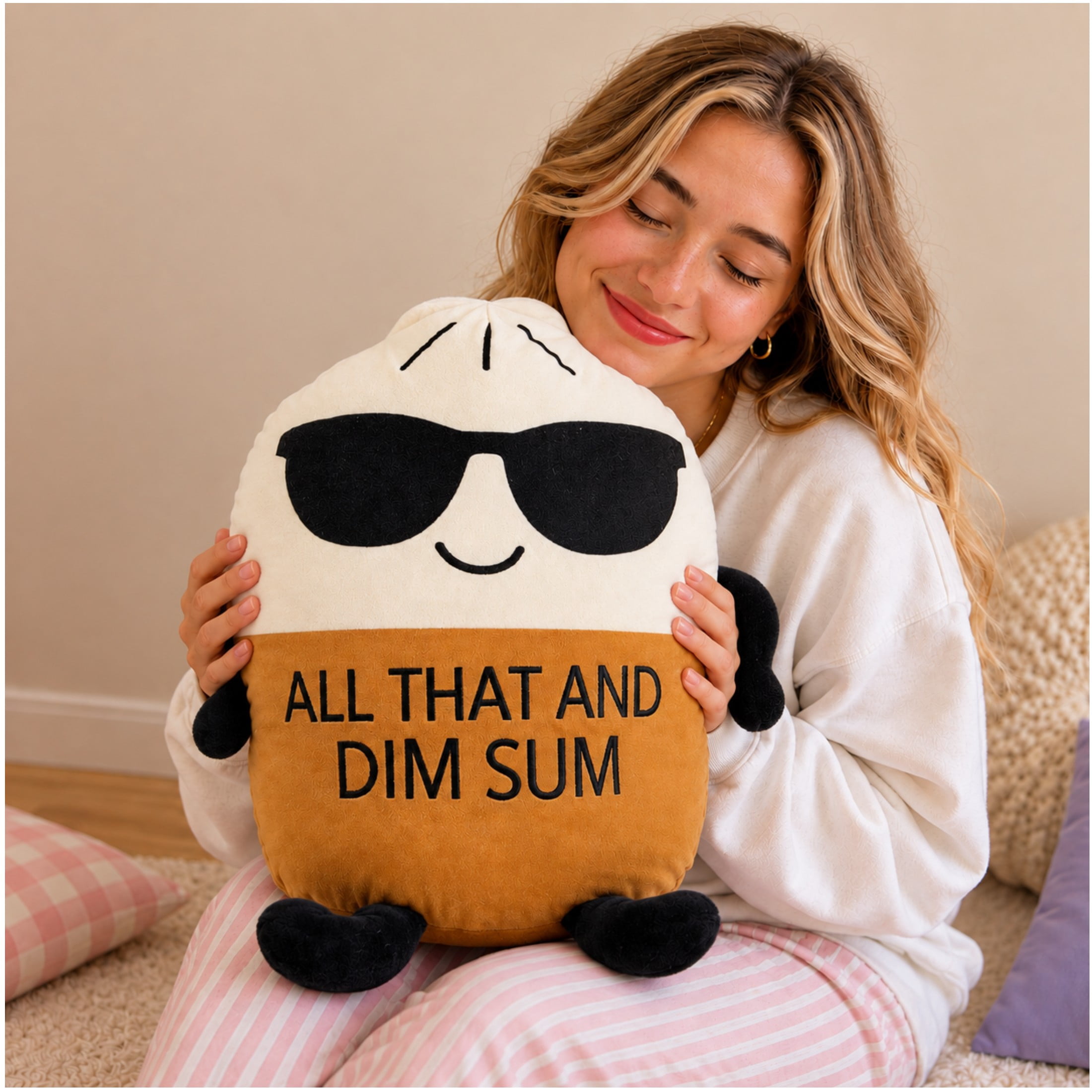 Jumbo Dim Sum Plush Character, Funny Soft Collectible Stuffed Plush Toy, 12M+