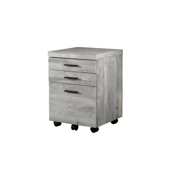 Monarch 3 Drawer Wood Grain Vertical Mobile Filing Grey