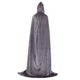 thumbnail image 4 of Disfraz de capa de Halloween Matsuzay terciopelo con capucha medieval gris, 4 of 6