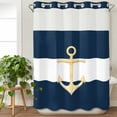 thumbnail image 3 of Yellow Anchor Nautical No Hook Shower Curtain Waterproof, Bathroom Curtains with Snap in Liners and See Through Top Window, Navy Blue White Striped Hotel Style Bathtub Curtains Shower 48"Wx72"L, 3 of 8