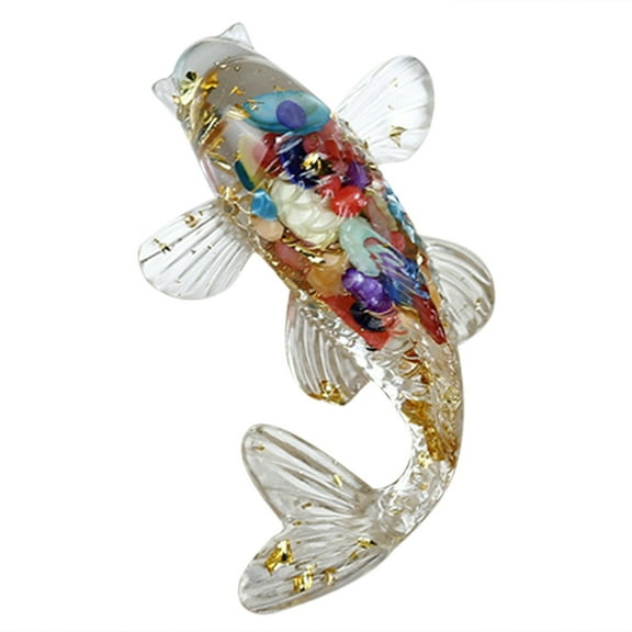 CIYISON Natural Crystal Fish Miniature Figurine Resin Ornament Craft Home Decorations for Desktop Office Car Accessories