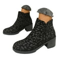 thumbnail image 3 of Leozcaa Women's Ankle Boots Leopard Print Chunky Low Heel Zipper Winter Fall Short Booties Plus Size, 3 of 8