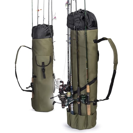 Fishing Rod Organizer Bag (Portable) Shoulder Carry Home and Travel Storage | Professional Reel Tackle and Equipment Organization | Heavy-Duty Water-Resistant
