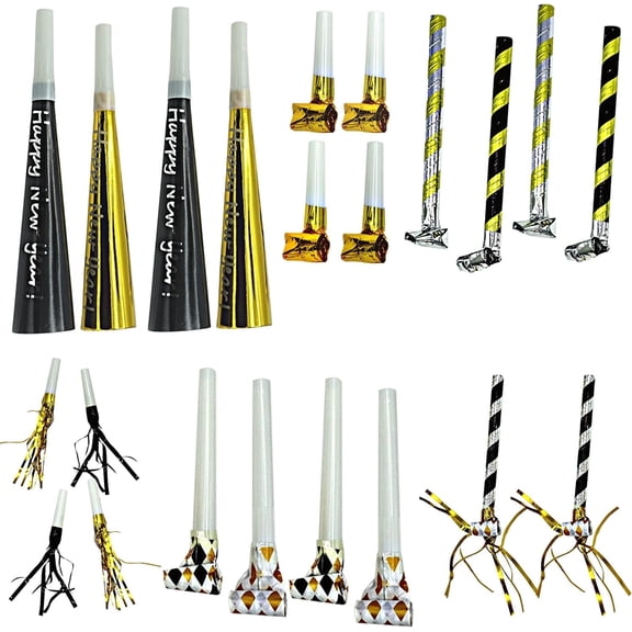 4E's Novelty 50 Per Pack Multicolour Noisemakers: Party Blowouts, Whistles, Perfect for New Year’s Eve 2025 Celebrations, Party Favors, and Festive Decorations