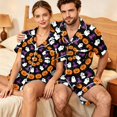 thumbnail image 6 of Matching Halloween Pajamas for Couples 2 Piece Short Sleeve Button Down Pjs Soft Breathable Sleepwear Loungewear for Women Men Pumpkin Ghost Bat Web Print White M, 6 of 6